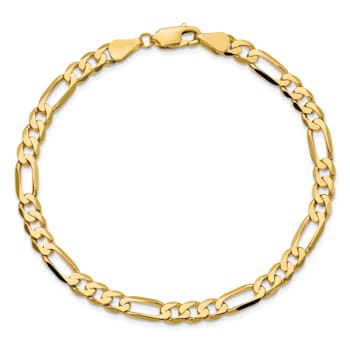 14K Yellow Gold 5.25mm Flat Figaro Chain Bracelet