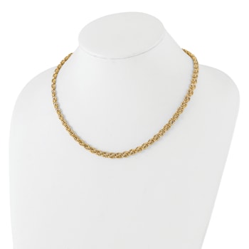 14K Yellow Gold Polished Fancy Diamond-cut Link Necklace