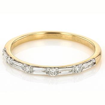Lab-Grown Diamond Baguette And Round Band Ring In 14K Gold Over Sterling Silver