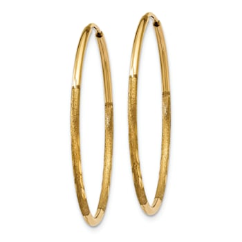 14k Yellow Gold 1" Diamond-Cut Endless Hoop Earrings