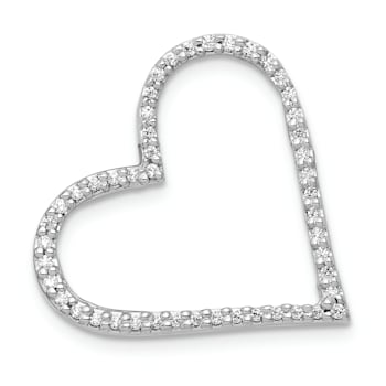 Rhodium Over 14k White Gold Diamond Heart Chain Slide Pendant