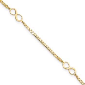 14K Yellow Gold Polished Infinity Symbol 9-inch Plus 1-inch Extension Anklet