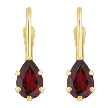 6x4mm Pear Shape Garnet 10k Yellow Gold Drop Earrings