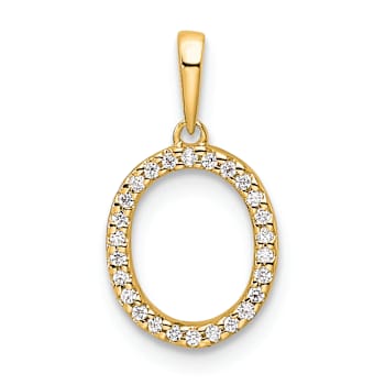 14k Yellow Gold Diamond Letter O Initial Pendant