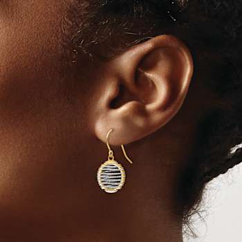14K Two-tone Gold Wire Wrapped Dangle Earrings
