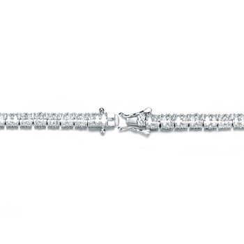 CZ Tennis Bracelet In White Rhodium Over Brass