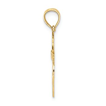 14k Yellow Gold Textured I Love (Heart) Basketball Charm
