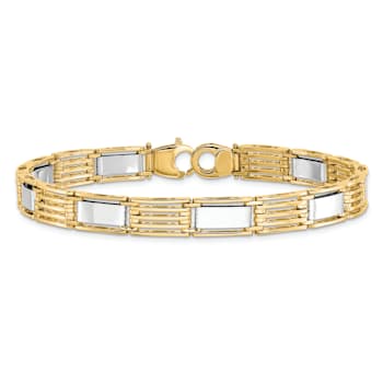 14K Yellow and White Gold High Polished 8.5-inch Men's Link Bracelet