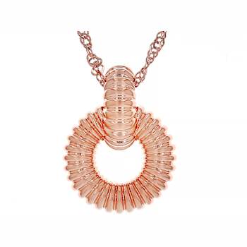Copper Ribbed Texture Pendant Necklace