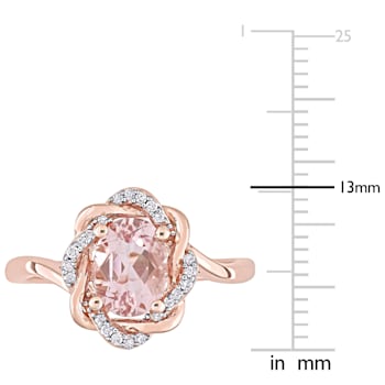 1.17ctw Morganite And 0.10ctw Diamond 10k Rose Gold Ring