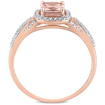 Morganite and Diamond 10K Rose Gold Ring 1.51ctw