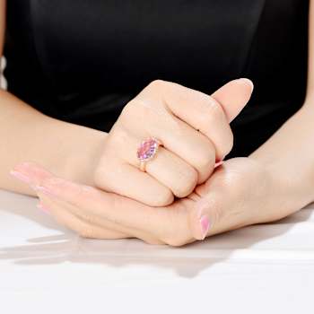Amethyst Color CZ Cocktail Ring In 18K Rose Gold Over Sterling Silver