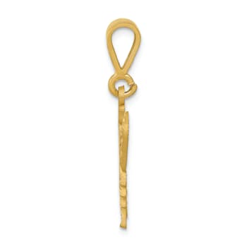 14k Yellow Gold Diamond-Cut and Brushed Butterfly Pendant