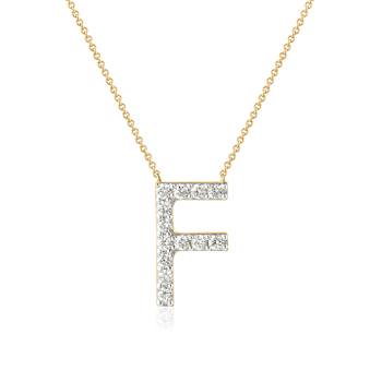 Lab-Grown Diamond Initial F Necklace In 14K Gold Over Sterling Silver 0.50ctw
