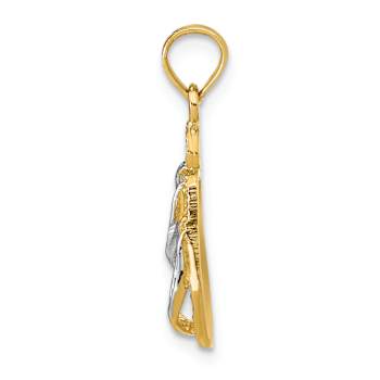 14K Two-tone Gold  3D Textured Hawaii Double Flip-Flop Pendant