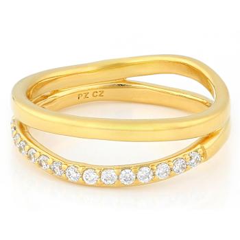 CZ Double Band Ring In 18K Gold Over Brass 0.51ctw