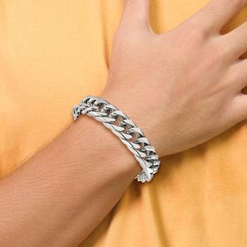 Stainless Steel 16mm Polished Heavy Curb Link Bracelet