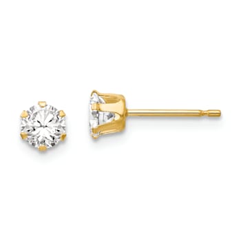 14K Yellow Gold Cubic Zirconia Stud Post Earrings
