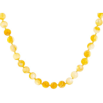Yellow Mother-Of-Pearl Beaded Necklace In Sterling Silver 18 Inch