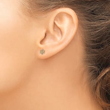 14K Yellow Gold Cubic Zirconia Snowflake Post Earrings