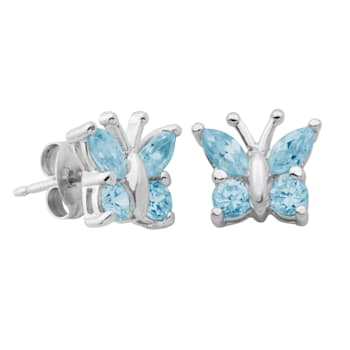 Sky Blue Topaz Sterling Silver Butterfly Earrings
