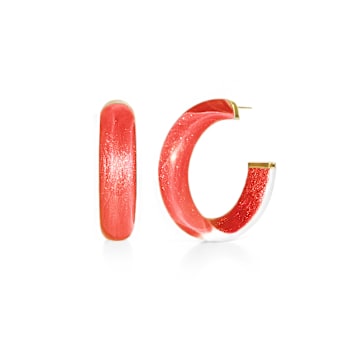14K Yellow Gold Over Sterling Silver Small Illusion Acrylic Hoop
Earrings in Watermelon