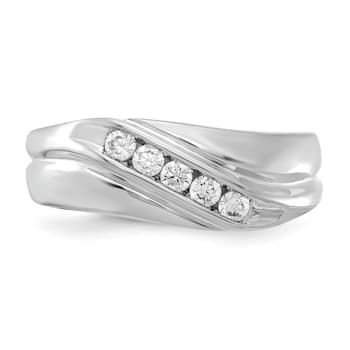 Rhodium Over 14K White Gold Lab Grown Diamond SI1/SI2, G H I, Men's Ring