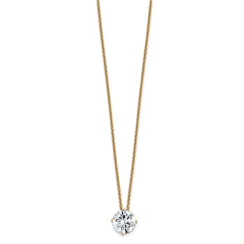 14K Yellow Gold 1.50 ct. 7.5mm Round D E F Pure Light Moissanite
Solitaire Pendant with Chain