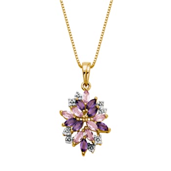 Purple Amethyst 18k Yellow Gold Over Sterling Silver Pendant With Chain 1.52ctw