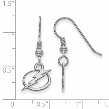 Rhodium Over Sterling Silver NHL Tampa Bay Lightning LogoArt Dangle Earrings