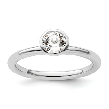 Sterling Silver Stackable Expressions High 5mm White Crystal Ring