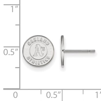 Rhodium Over Sterling Silver MLB LogoArt Oakland Athletics Post Earrings