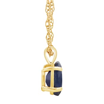 7x5mm Oval Sapphire 14k Yellow Gold Pendant With Chain