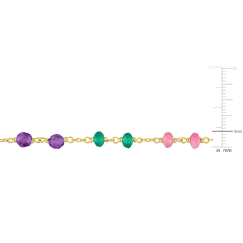 4.5ctw Multi-Gemstone and Freshwater Cultured Pearl Necklace in 14K
Yellow Gold Over Sterling Silver