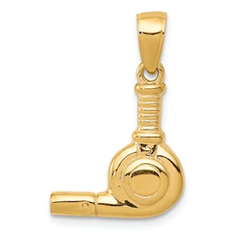 14k Yellow Gold 3D Blow Dryer Pendant
