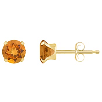 5mm Round Citrine 10k Yellow Gold Stud Earrings