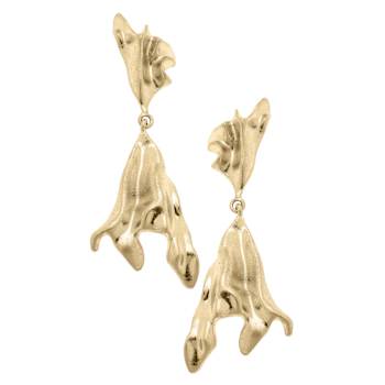 Majorca Molten Gold Tone Metal Statement Earrings
