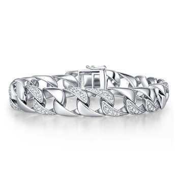 Interwoven CZ Pave Statement Bracelet In Sterling Silver