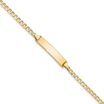 10k Yellow Gold Flat Curb Link ID Bracelet