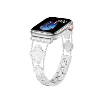 White Crystal with Resin Four Leaf Clover Stainless Steel Apple Watch
Band (38/40/41mm) BAND ONLY