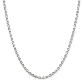 Sterling Silver 3.5mm Diamond-cut Rolo Chain Necklace