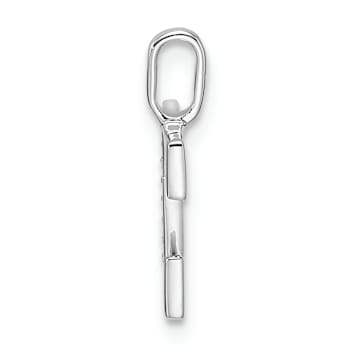 14K White Gold Diamond Letter E Initial Pendant