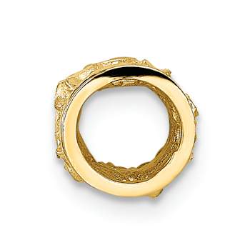 14k Yellow Gold Diamond-Cut Mini Plumeria Barrel Chain Slide Pendant