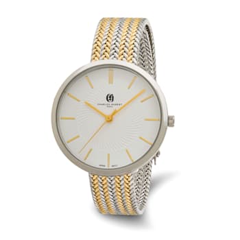 Ladies Charles Hubert Two-tone IP-plated Stainless Steel White Dial Watch