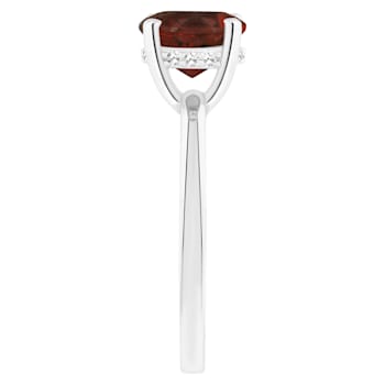 8mm Round Garnet With Diamond Accents Rhodium Over Sterling Silver
Hidden Halo Ring