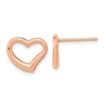 14k Rose Gold Polished Heart Stud Earrings