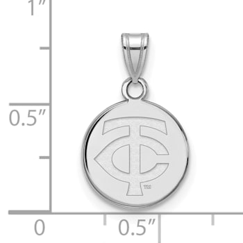 Rhodium Over Sterling Silver MLB Minnesota Twins LogoArt Circle Pendant