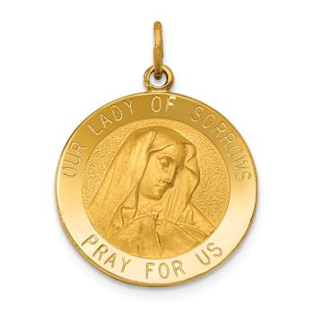 14k Yellow Gold Satin Our Lady of Sorrows Medal Pendant