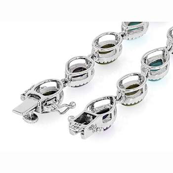 Multi-Color Turquoise Sterling Silver Station Bracelet 8x5mm