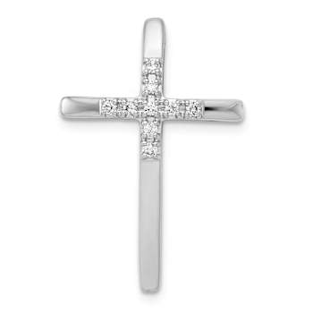 Rhodium Over 14k White Gold Diamond Cross Chain Slide